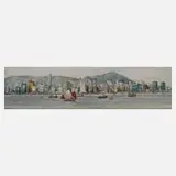Leunk Kin, Skyline von Hongkong, Mischtechnik