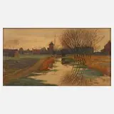 Józef Wodziński, Am Kanal, Aquarell und Tusche