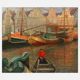 Walther Gasch, "Amsterdam Gracht", 1944, Öl auf Hartfaserplatte