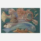 Walther Gasch, Fischstillleben, 1929, Gouache auf Papier