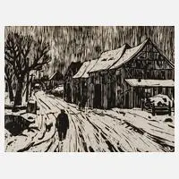 Werner Haselhuhn, "Wintertag", Linolschnitt