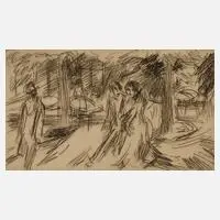 Prof. Max Schwimmer, "Spaziergang im Park", 1895, Kaltnadelradierung