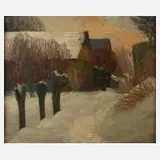 Rudolf Undeutsch, Winterabend, Öl auf Leinwand