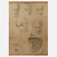Arthur Wirth, Kopfstudien, Bleistift auf Papier
