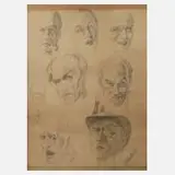 Arthur Wirth, Kopfstudien, Bleistift auf Papier