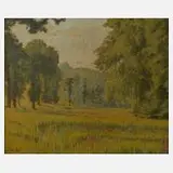 Hermann Theodor Droop, "Wiese im Auenwald", 1950, Öl auf Leinwand
