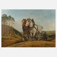 Edgar Kätzel, Pflügender Bauer, 1945, Öl auf Leinwand