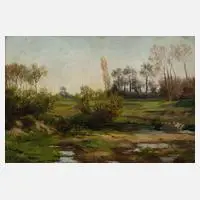 Prof. Kurt Tuch, Auenlandschaft bei Leipzig, 1877, Öl auf Pappe