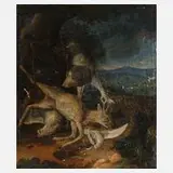 Jagdstecke by Johann Elias Ridinger, Öl auf Leinwand, sold Nov 2020