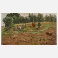 Oswald Gette, Frauen bei der Feldarbeit, 1894, Öl auf Karton