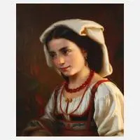 Ludwig Horst, Mädchen in Tracht, Öl auf Leinwand