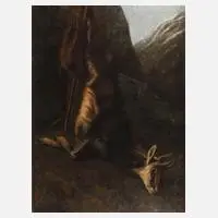 Rezsö Kárpáty, Erlegte Gams, Öl auf Leinwand