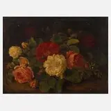 Wilhelmine Schleicher, Rosenstillleben, 1862, Öl auf Leinwand