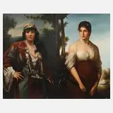 Prof. Strasser, Paar Damenportraits, Öl auf Leinwand