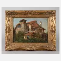 Prof. Friedrich Voltz, Sommerliches Landhaus, Öl auf Papier und auf Pappe kaschiert