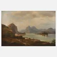 Walther Wünnenberg, Blick auf Kloster Nonnenwerth, Öl auf Leinwand