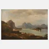 Walther Wünnenberg, Blick auf Kloster Nonnenwerth, Öl auf Leinwand