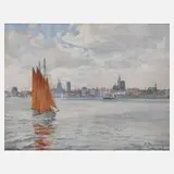 Katharina Bamberg, Blick auf Stralsund, 1942, Aquarell mit Deckweiß