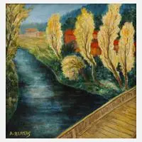Arbit Blatas, Sommer am Fluss, Öl auf Leinwand