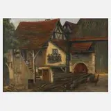 H. Diez, Auf dem Bauernhof, 1907, Öl auf Leinwand