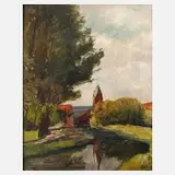 Richard Falkenberg, Partie am Fluss, Öl auf Leinwand
