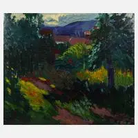Anton Gold, Sommergarten, 1914, Öl auf Platte