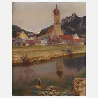 Theodor Guillery, Blick auf Oberammergau, Öl auf Leinwand