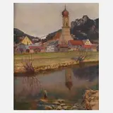 Theodor Guillery, Blick auf Oberammergau, Öl auf Leinwand