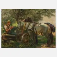 Paul Halke, "Mittagsrast", Öl auf Leinwand
