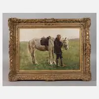 Paul Haslbauer, Bauer mit Pferd, Öl auf Leinwand