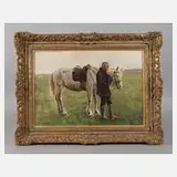 Paul Haslbauer, Bauer mit Pferd, Öl auf Leinwand