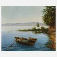 Irma Herren, Am Seeufer, Öl auf Leinwand