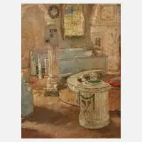 Otto Rudolf Hessler, Kircheninterieur, Öl auf Malpappe