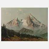 Franz Hienl-Merre, Ansicht Watzmann, Öl auf Karton