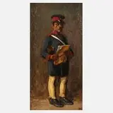 Die Bekanntmachung by Karl Heinrich G. Hoers, Öl auf Pappe, sold Nov 2020