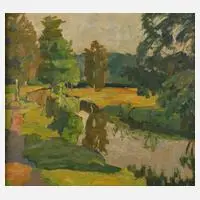 Carl Jörres, Sommer am Kanal, Öl auf Leinwand
