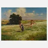 Hans Koberstein, Tanzender Akt mit Marabu, 1922, Öl auf Leinwand