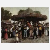 Hennie de Korte, Rummelplatz, Öl auf Leinwand