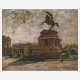 Karl Lamparski, "Erzherzog Karl Denkmal", Öl auf Sperrholz