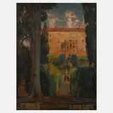 Prof. Carl Langhammer, Villa d´Este in Tivoli, Öl auf Leinwand