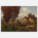 Gustav Wilhelm Lautenschläger, An der Quelle, Öl über Kohle auf Sperrholztafel