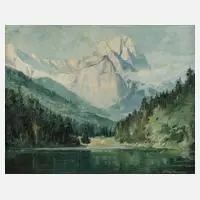 Franz Lippert, See in Hochgebirgslandschaft, Öl auf Leinwand