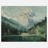 Franz Lippert, See in Hochgebirgslandschaft, Öl auf Leinwand