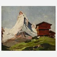Hans Maurus, Das Matterhorn, Öl auf Pappe und auf Hartfaserplatte kaschiert