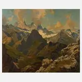 Erich Mercker, "Bergblick vom Nebelhorn", Öl auf Leinwand