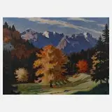 Gottfried Niemann, Alpspitze mit Waxenstein, 1923, Mischtechnik