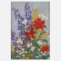 Elli Maria Nitschke, Sommerblumen, Öl auf Hartfaserplatte