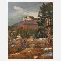 Elli Maria Nitschke, Vorfrühlingslandschaft, Öl auf Hartfaserplatte