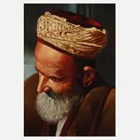 C. Pira, Portrait eines Turkmenen, Öl auf Hartfaserplatte