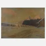 Anton Reinbold, Winter in den Bergen, Öl auf Leinwand